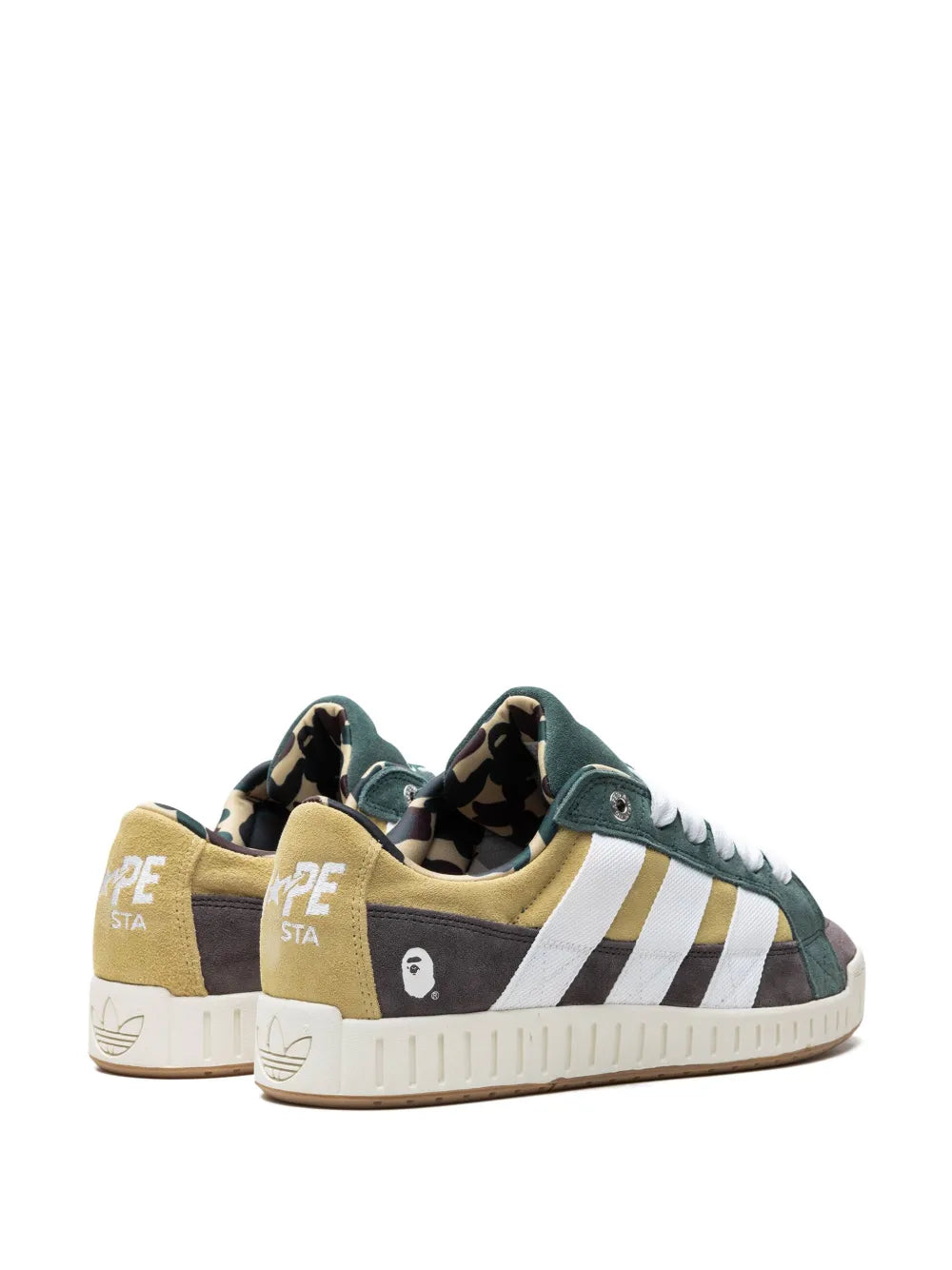 adidas X Bape N Bape Sneakers — S/ Beige/White/Green — Size US M 8 - US W 9.5 — Back View