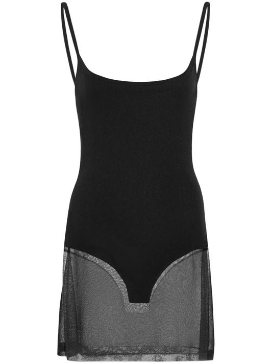 Jacquemus La Robe Maille Roupao Sheer Minidress — Black/ Red — Size S — Front View