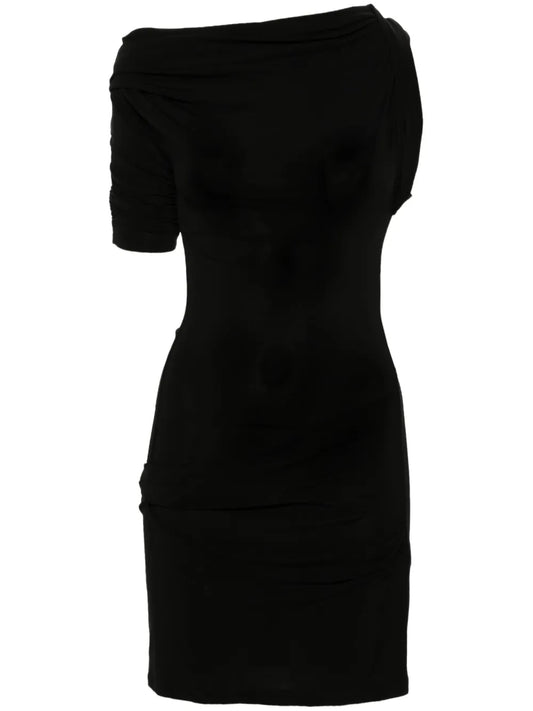 Jacquemus La Mini Robe Drapeado Dress — Black — Size S — Front View