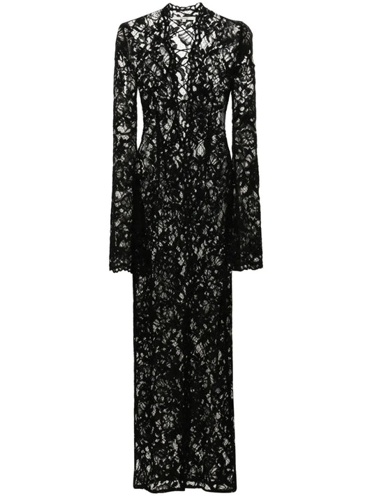 Manuri Sally Lace Midi Dress — Black — Size XS — Front View