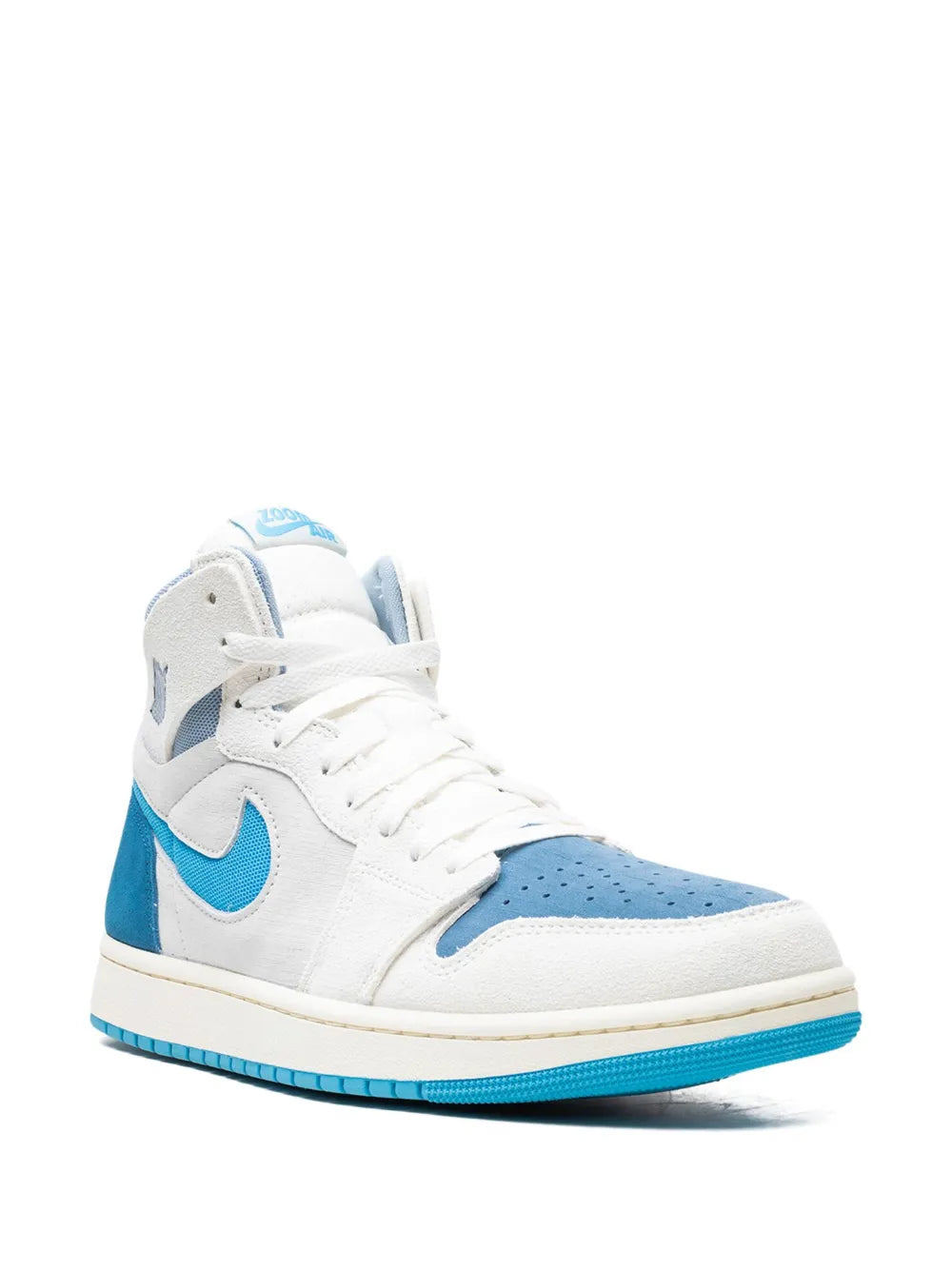 Air Jordan 1 High Zoom Air Cmft 2 Dark Powder Blue Sneakers — White/Light Blue — Size US M 8.5 - US W 10 — Side View