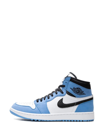 Air Jordan 1 High Golf University Blue Sneakers — Blue/White/Black — Size US M 6.5 - US W 8 — Detail View