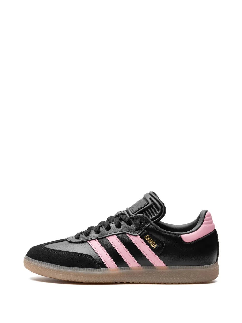 adidas X Inter Miami Samba Black Sneakers — Black/Light Pink — Size US M 11.5 - US W 13 — Detail View