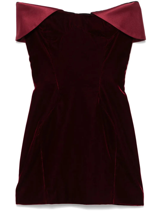 Mugler Velvet Mini Dress — Red — Size XS — Front View