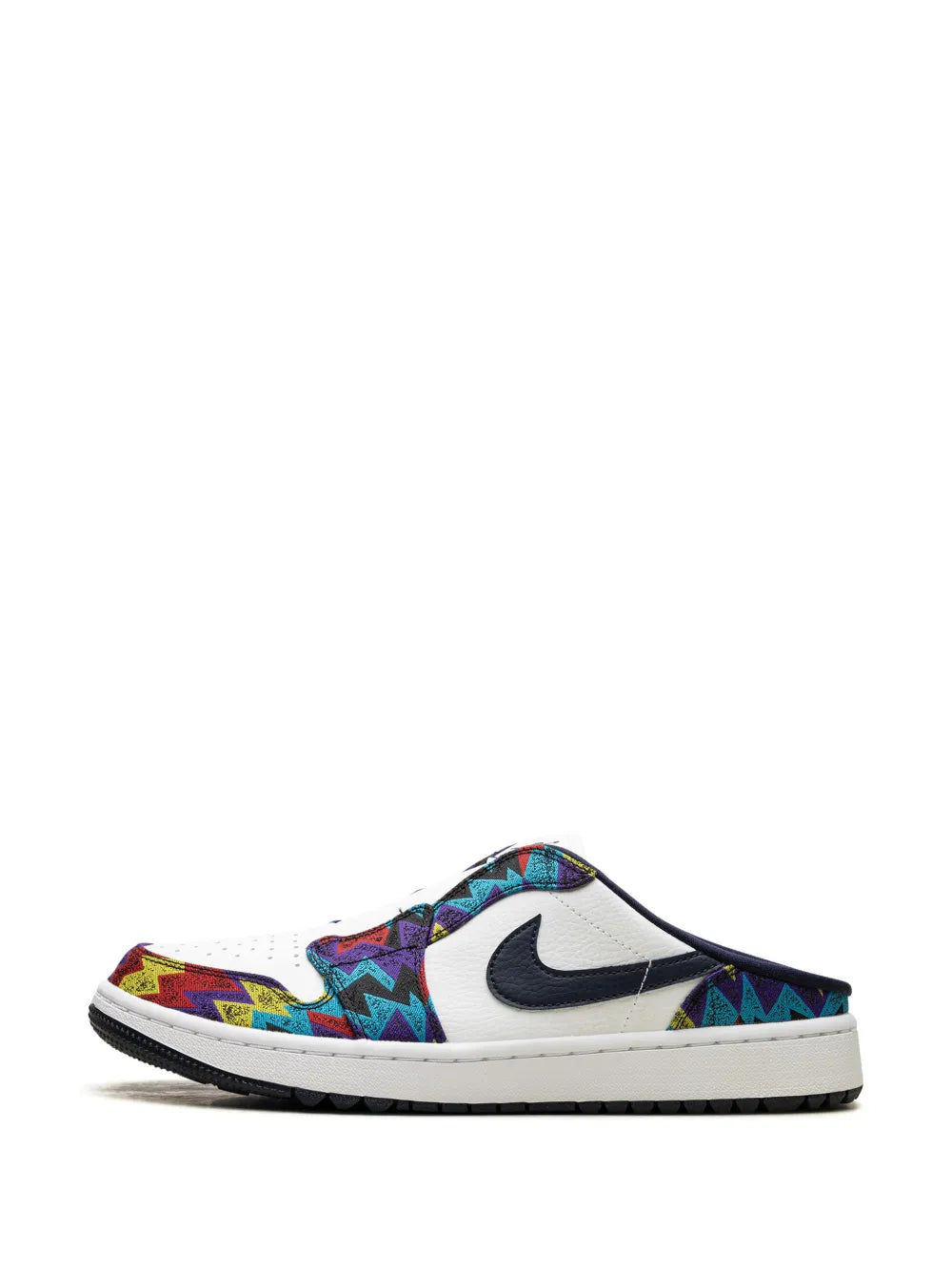 Air Jordan 1 Leather Mules — White/Multicolour — Size US M 11.5 - US W 13 — Detail View