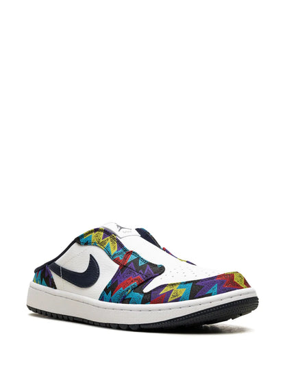 Air Jordan 1 Leather Mules — White/Multicolour — Size US M 11.5 - US W 13 — Side View