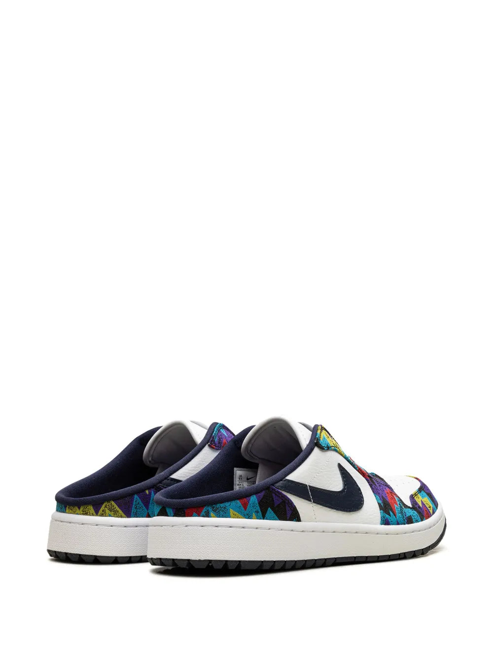 Air Jordan 1 Leather Mules — White/Multicolour — Size US M 11.5 - US W 13 — Back View