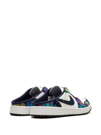 Air Jordan 1 Leather Mules — White/Multicolour — Size US M 11.5 - US W 13 — Back View