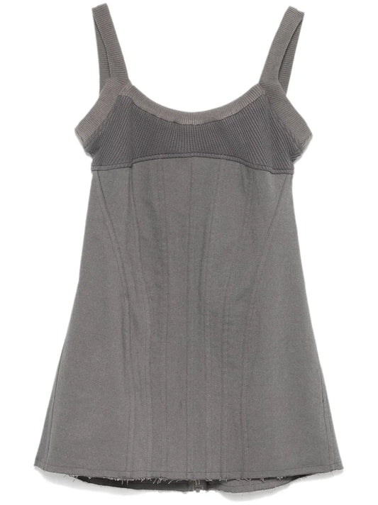 Elena Velez Waffle Knit Corset Mini Dress — Grey — Size XS — Front View