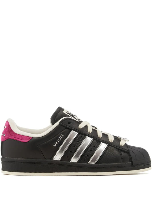 adidas X Teenage Mutant Ninja Turtles Superstar Shelltoe Shredder Sneakers — Black/Silver-Tone/Off-White — Size US M 9 - US W 10.5 — Front View