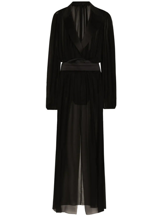 Dolce Gabbana Chiffon Dress — Black — Size XS — Front View