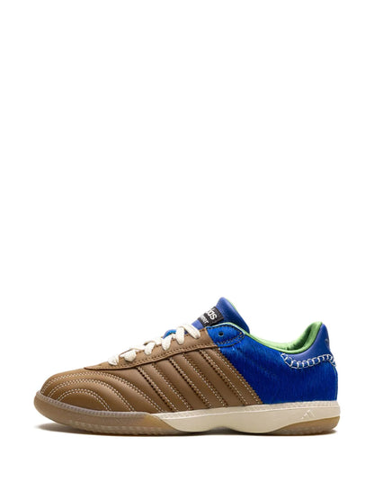 adidas X Wales Bonner Samba Millennium Pony Nappa Sneakers — Tobacco Brown/Royal Blue — Size US M 9 - US W 10.5 — Detail View