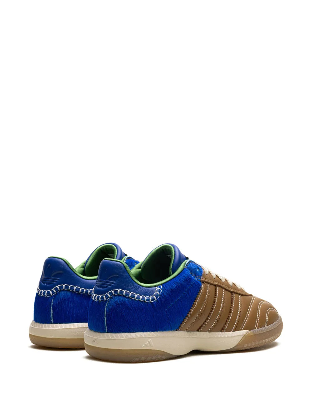 adidas X Wales Bonner Samba Millennium Pony Nappa Sneakers — Tobacco Brown/Royal Blue — Size US M 9 - US W 10.5 — Back View