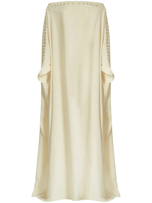 Taller Marmo Mila Kaftan Dress — Tan/ Yellow — Size XS — Front View