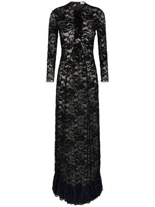 Rabanne Lace Maxi Dress — Black — Size XS — Front View