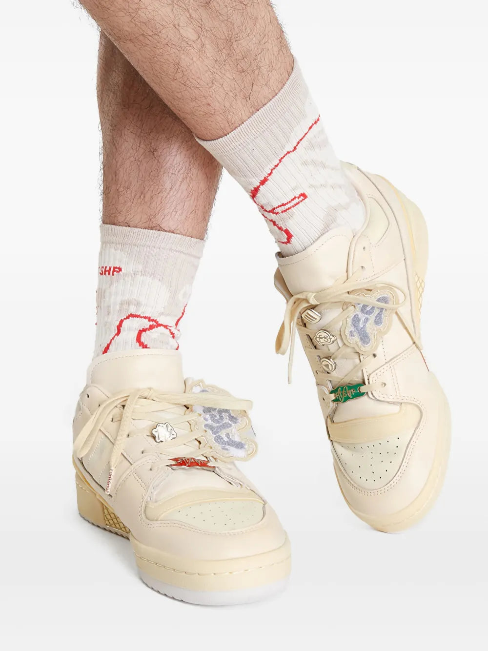 adidas X Footshop Forum Low Sneakers — Beige — Size US M 4 - US W 5.5 — Detail View