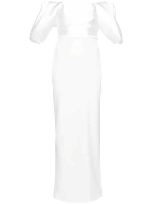 Solace London Sian Off Shoulder Gown — White — Size M — Front View