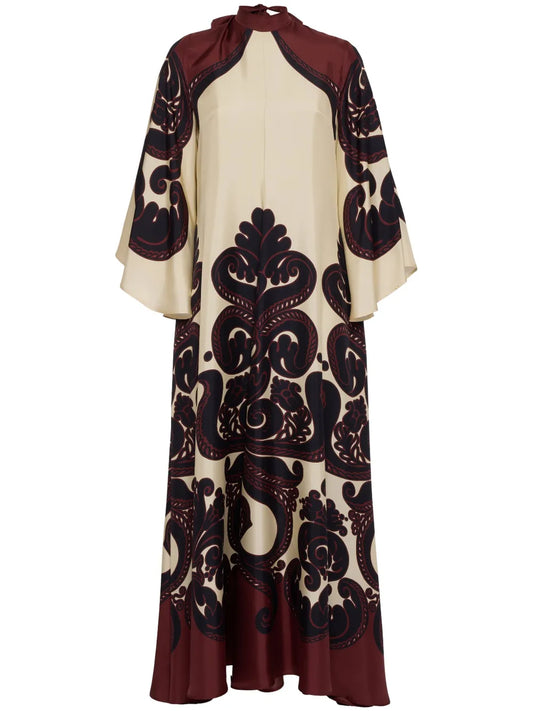 La Doublej Magnifico Dress — Beige/ Red — Size XS — Front View