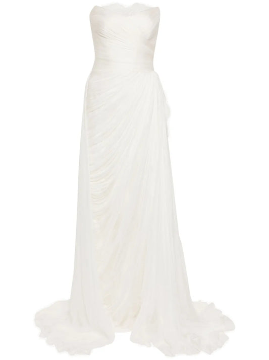 Iris Serban Shea Gown — White/ Red — Size XS — Front View