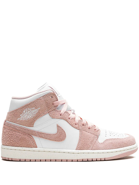 Air Jordan 1 Mid Legend Pink Sneakers — Light Pink/White — Size US M 11.5 - US W 13 — Front View