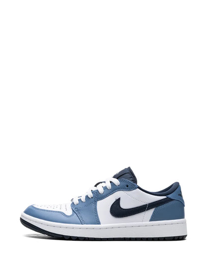 Air Jordan 1 Low Golf Aegean Storm Sneakers — Blue/White — Size US M 9.5 - US W 11 — Detail View