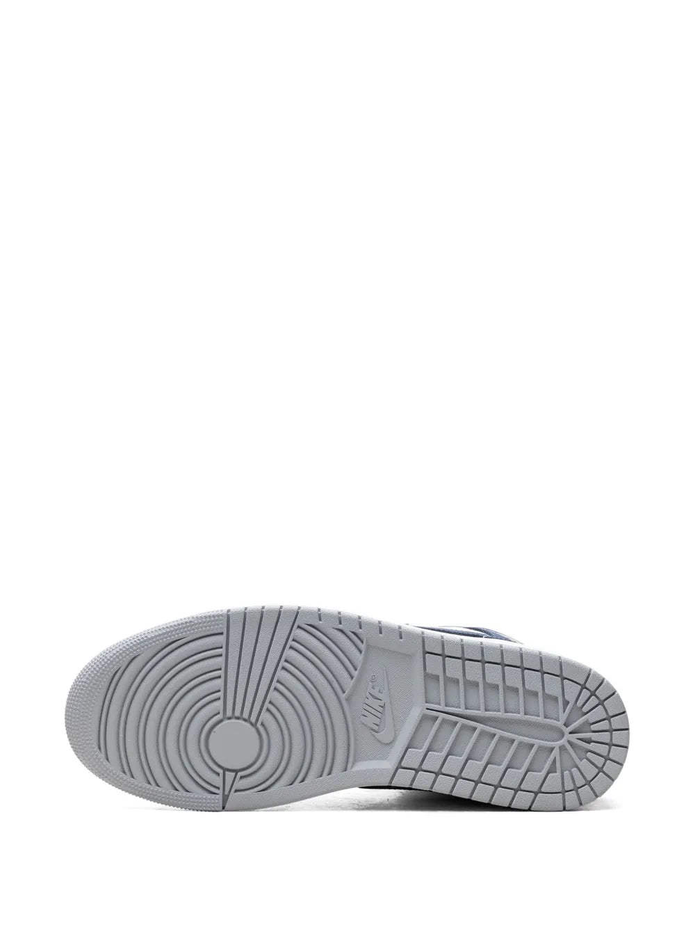 Air Jordan 1 Grey Sneakers — Grey/Navy Blue — Size US M 6.5 - US W 8 — Top View