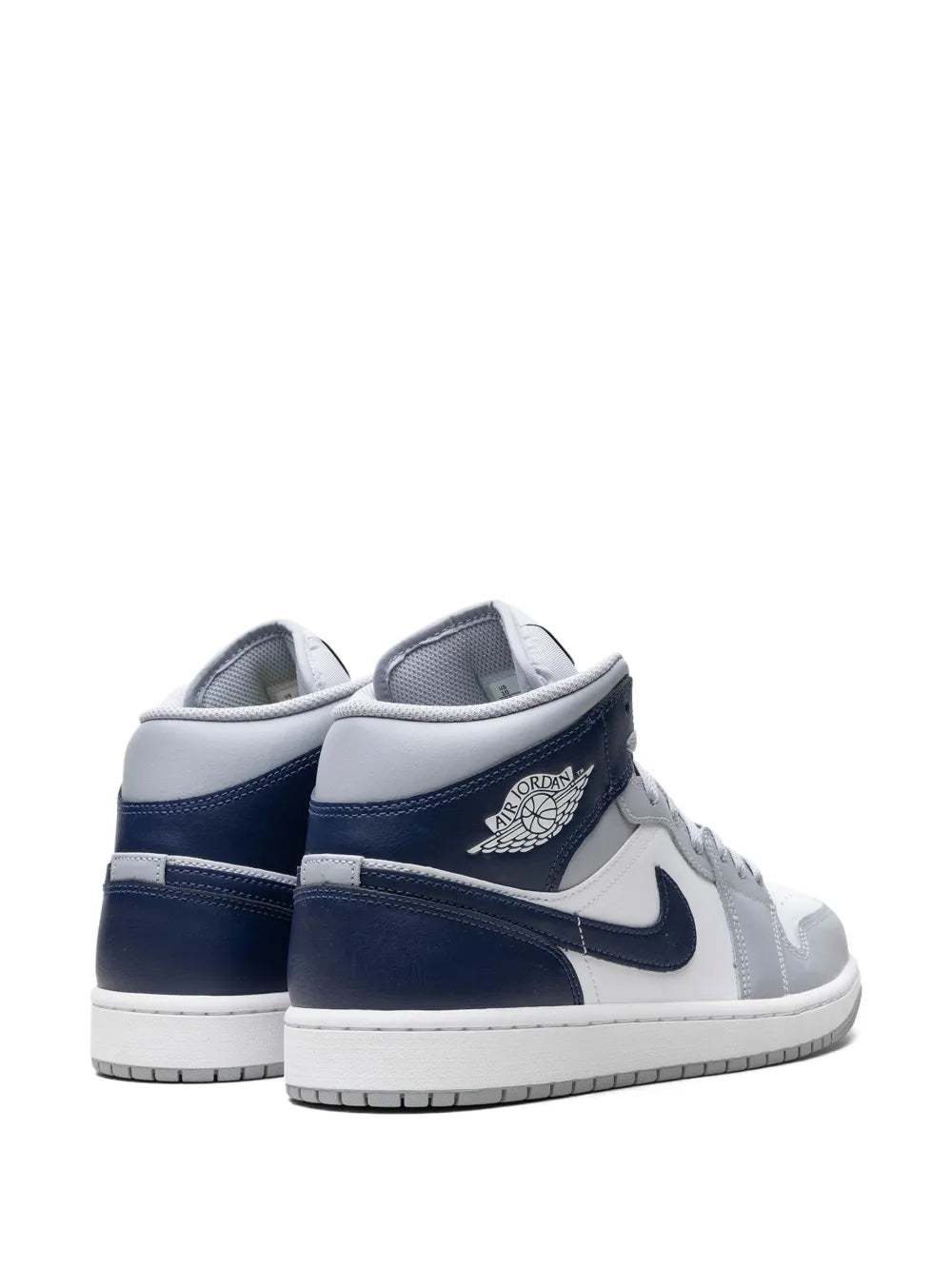 Air Jordan 1 Grey Sneakers — Grey/Navy Blue — Size US M 6.5 - US W 8 — Back View