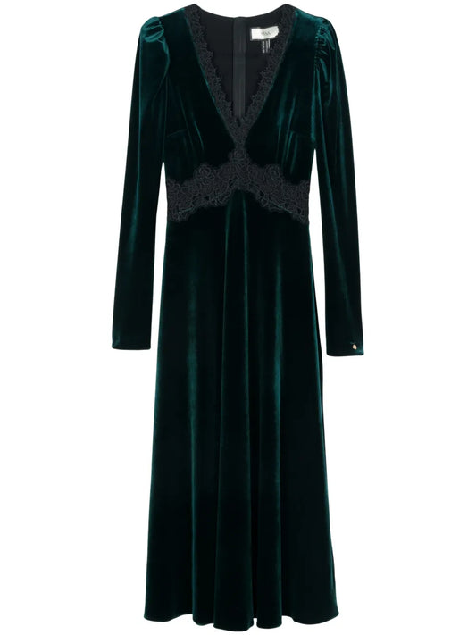 Nissa Logo Plaque Maxi Dress — Green — Size XS — Front View