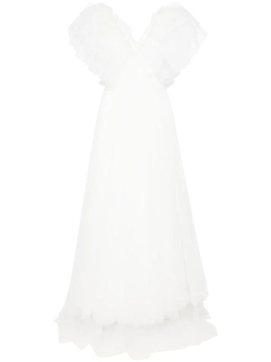 Jenny Packham Ibis Crystal Bridal Gown — White/ Red/ Ivory — Size S — Front View