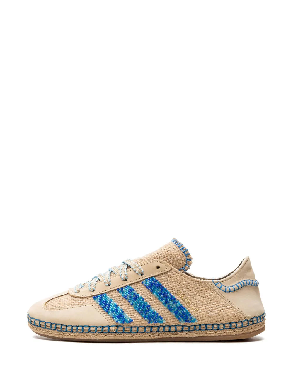 adidas X Clot Gazelle Linen Khaki/Light Blue Sneakers — Khaki/Light Blue — Size US M 10 - US W 11.5 — Detail View