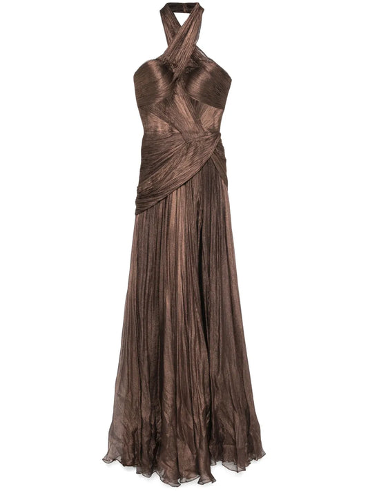 Iris Serban Floris Maxi Dress — Brown — Size XS — Front View