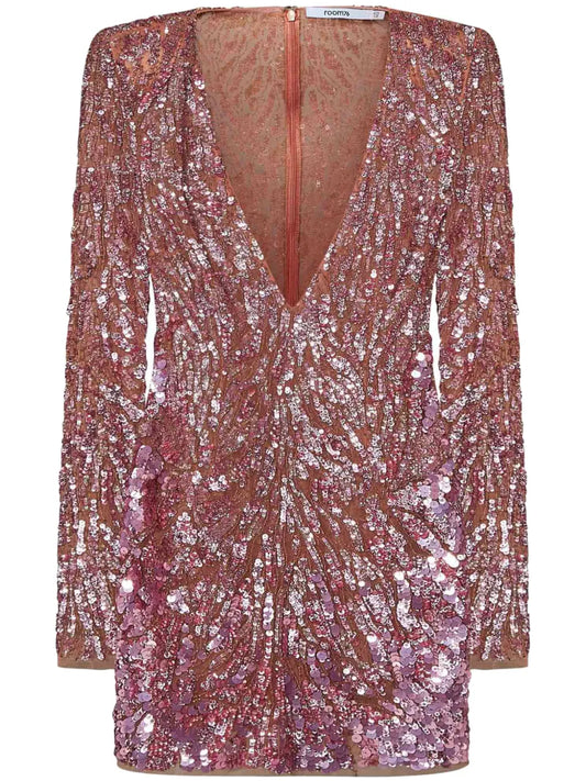 Room76 Sequin Embellished Mini Dress — Pink — Size S — Front View