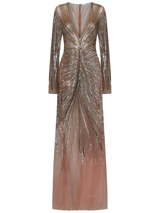 Room76 Sequin Embellished Gathered Dress — Red — Size S — Front View