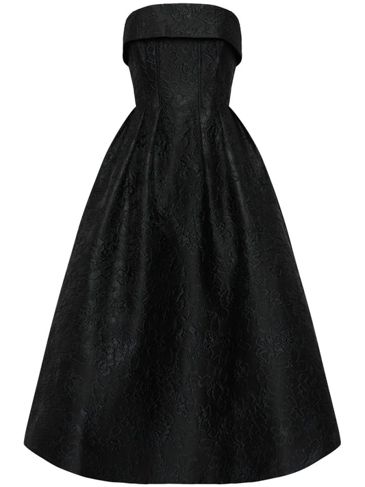 Rebecca Vallance Esther Midi Dress — Black/ Red — Size XS — Front View