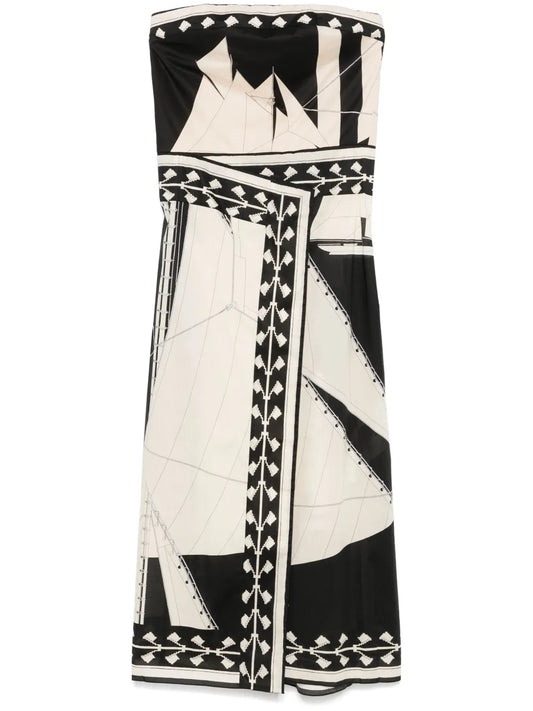 Johanna Ortiz Sailboats Pontoon Afternoon Midi Dress — Same as shown — Size XS — Front View