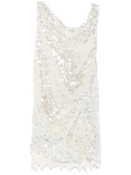 Christopher Esber Sequinned Mini Dress — White — Size XS — Front View