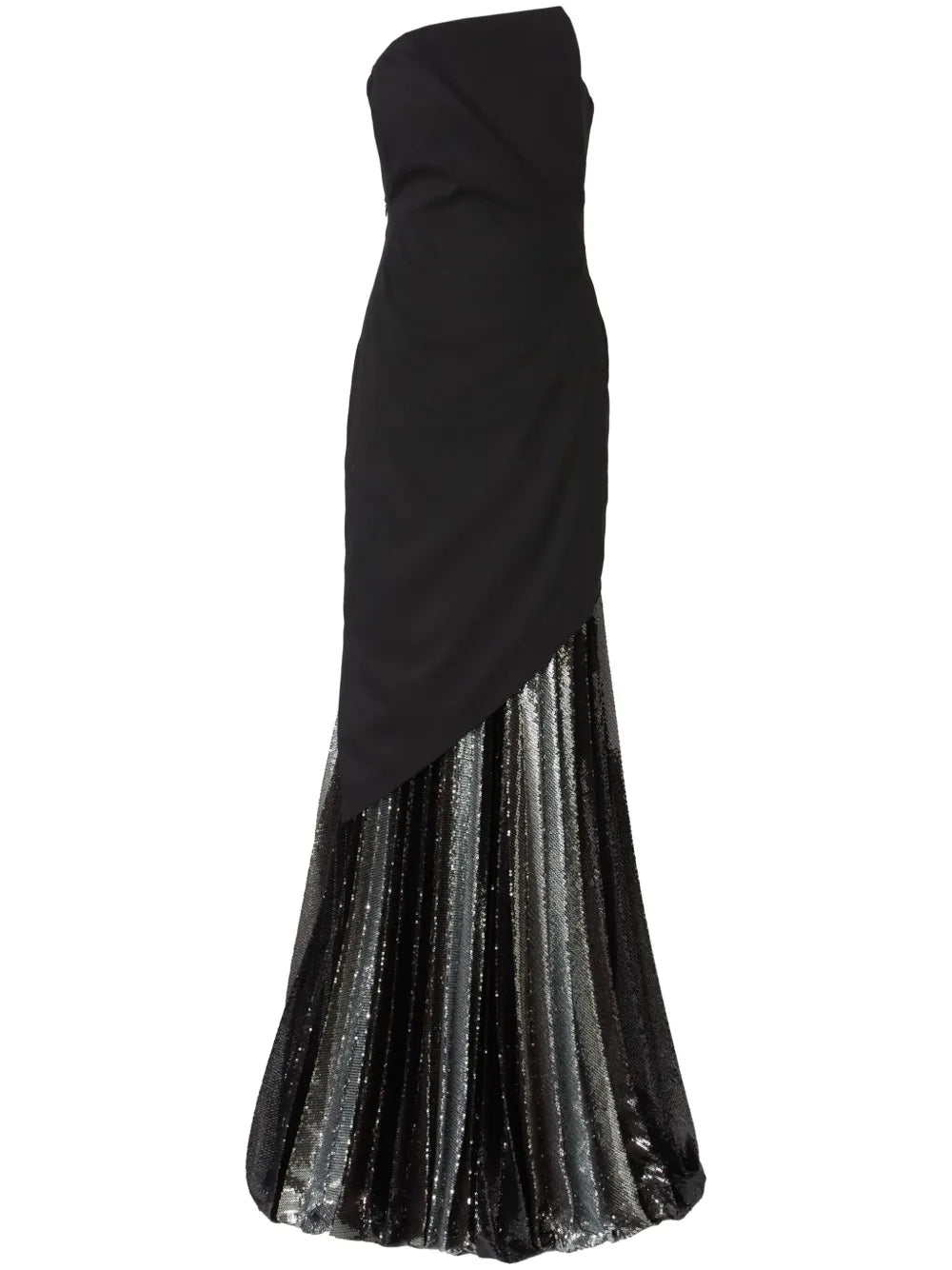 Genny Layered Design Maxi Dress — Black/ Red — Size XS — Front View