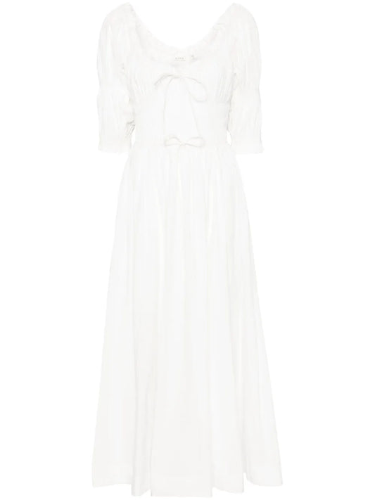Doen Ischia Midi Dress — White — Size S — Front View