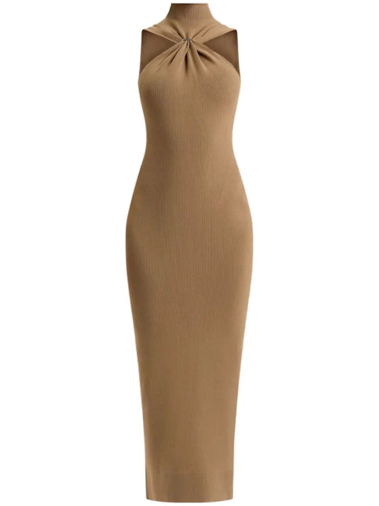 Herve Leger The Angelica Gown — Beige/ Red — Size S — Front View