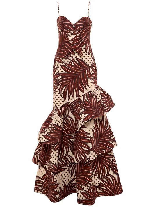 Retrofete Starla Maxi Dress — Brown — Size XS — Front View