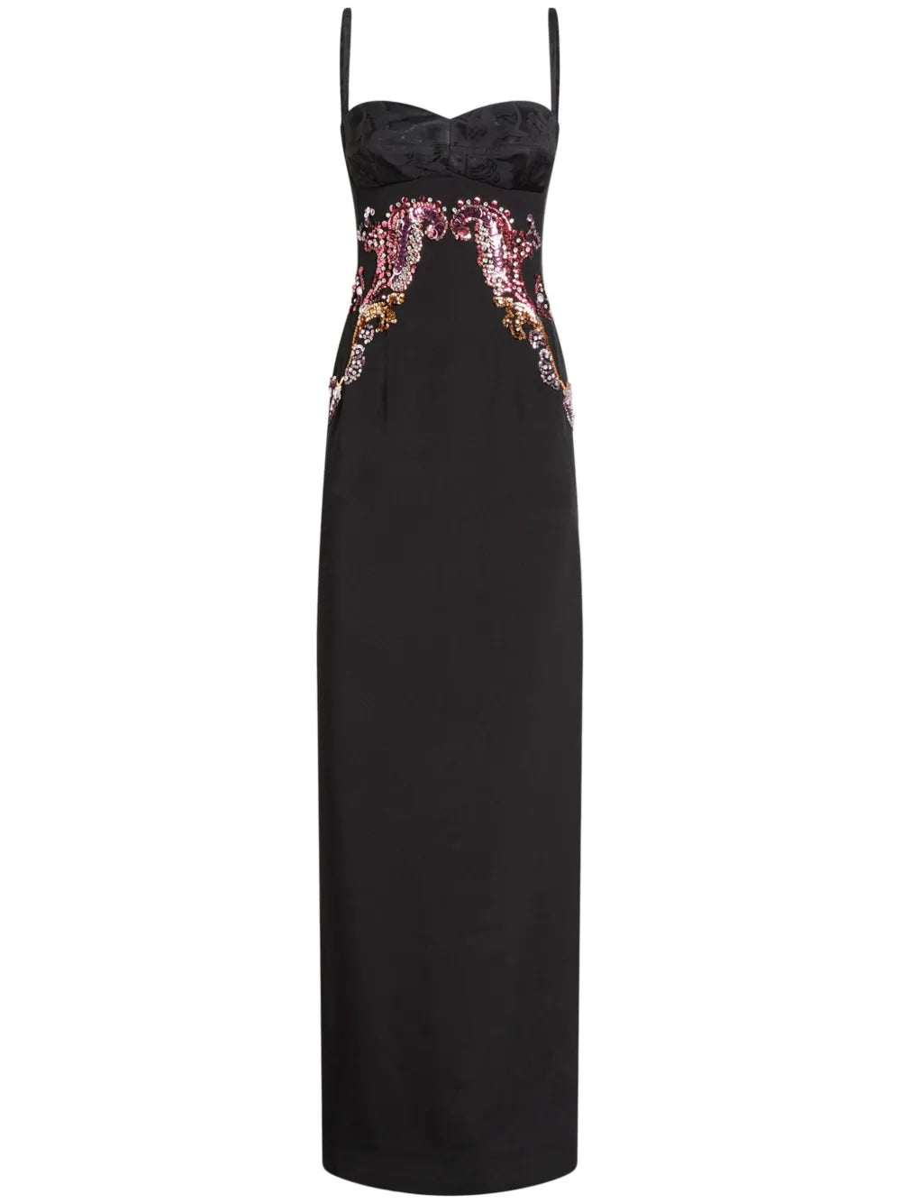 Etro Embroidered Silk Dress — Black/ Red — Size XS — Front View