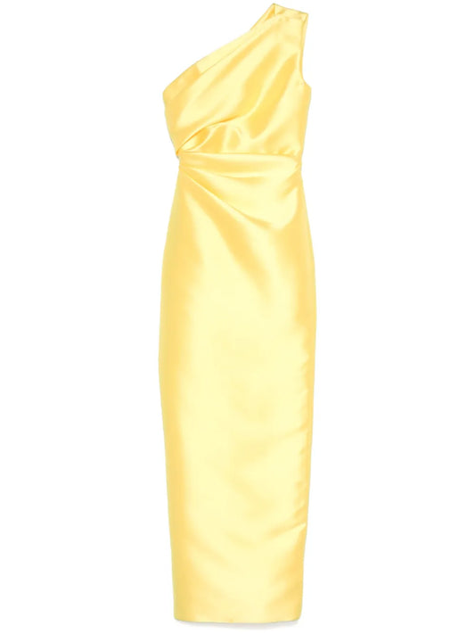 Solace London Kira Maxi Dress — Yellow — Size S — Front View
