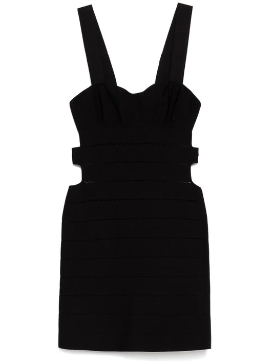 Tom Ford Intarsia Knit Mini Dress — Black — Size XS — Front View