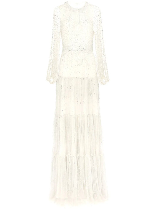 Jenny Packham Tramar Dress — White/ Red/ Ivory — Size XS — Front View