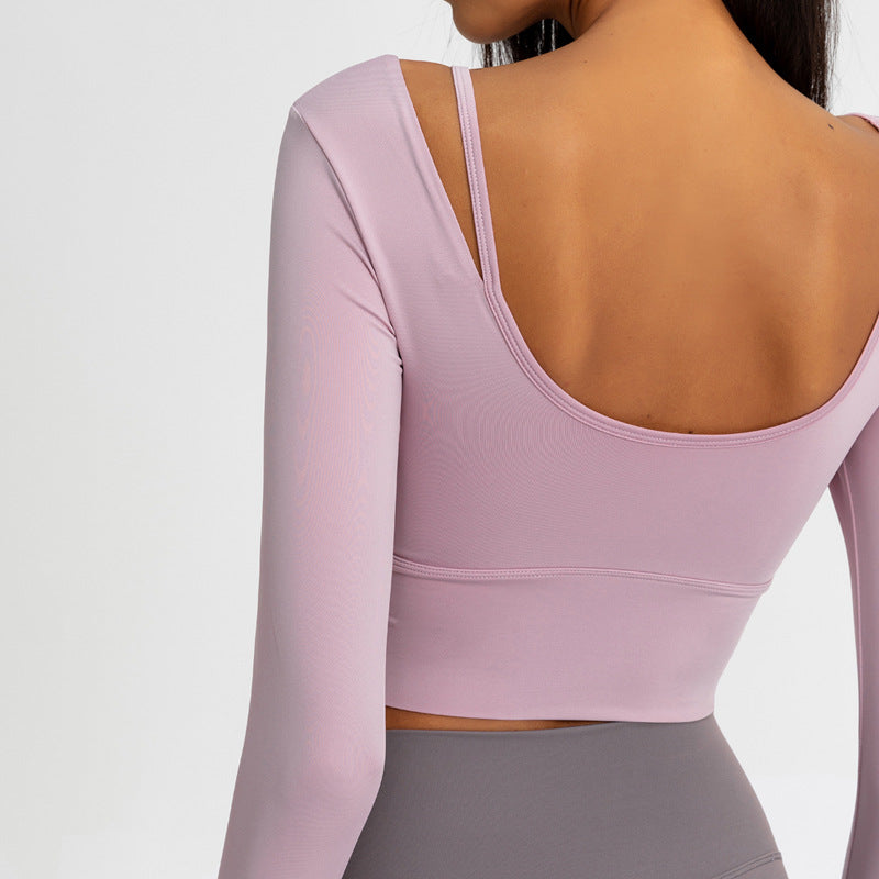 Yoga clothes top women — Black — Size L — Side View