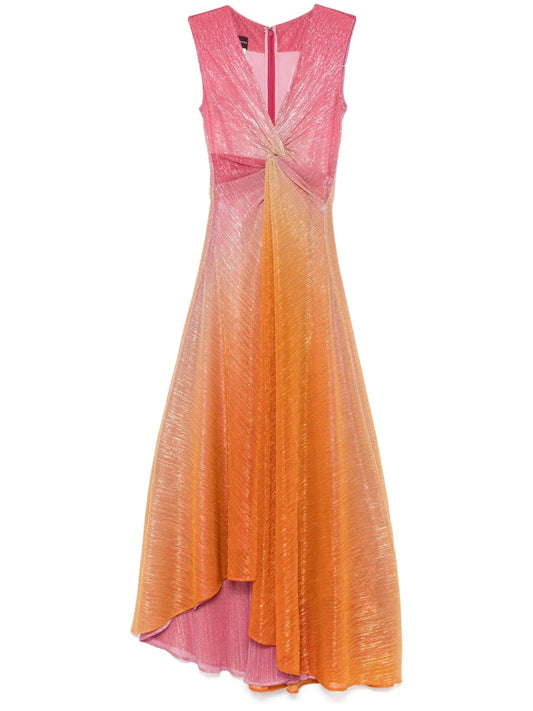 Talbot Runhof Gradient Lurex Gown — Red/ Pink/ Orange — Size XS — Front View
