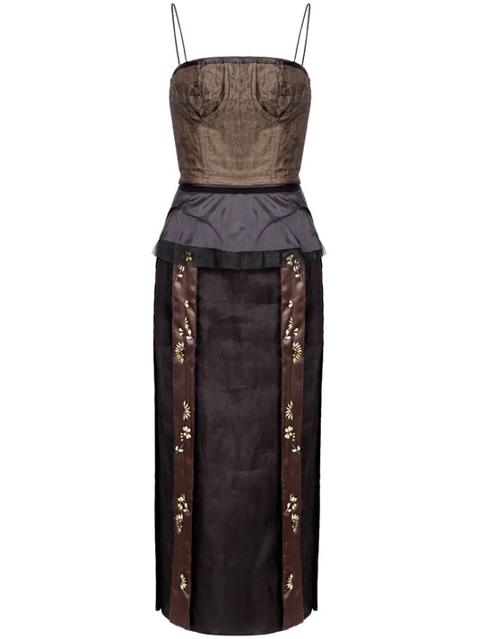 Maison Margiela Inside Out Effect Dress — Brown — Size S — Front View