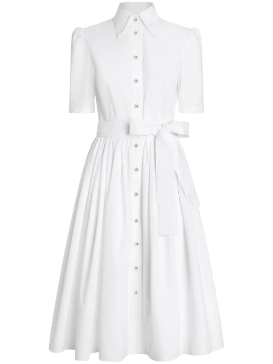 Dolce Gabbana Poplin Shirt Dress — White — Size M — Front View