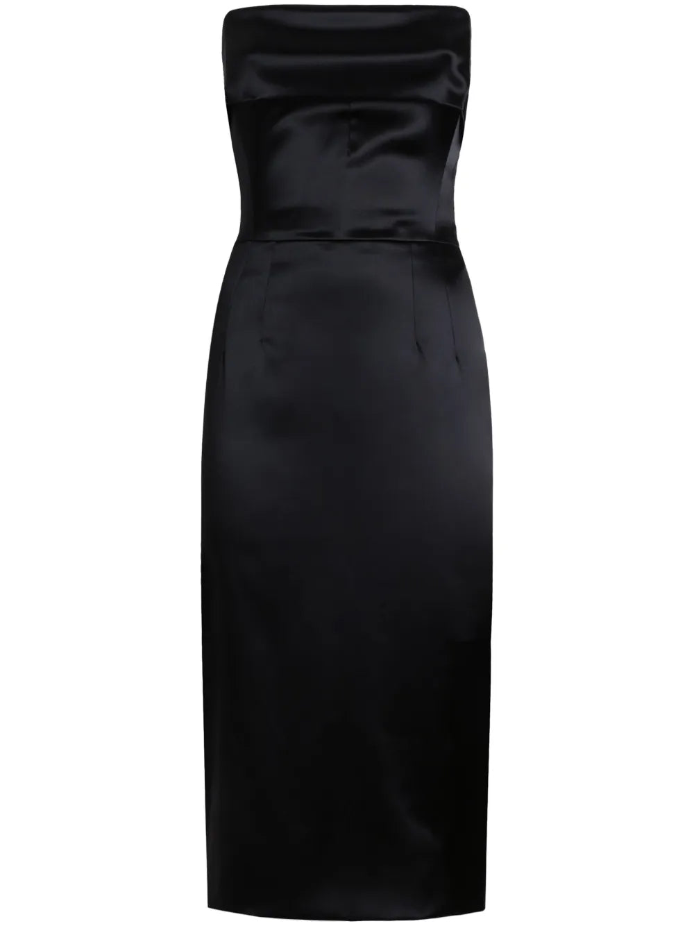 Dolce Gabbana Dna Satin Finish Midi Dress — Black — Size XS — Front View