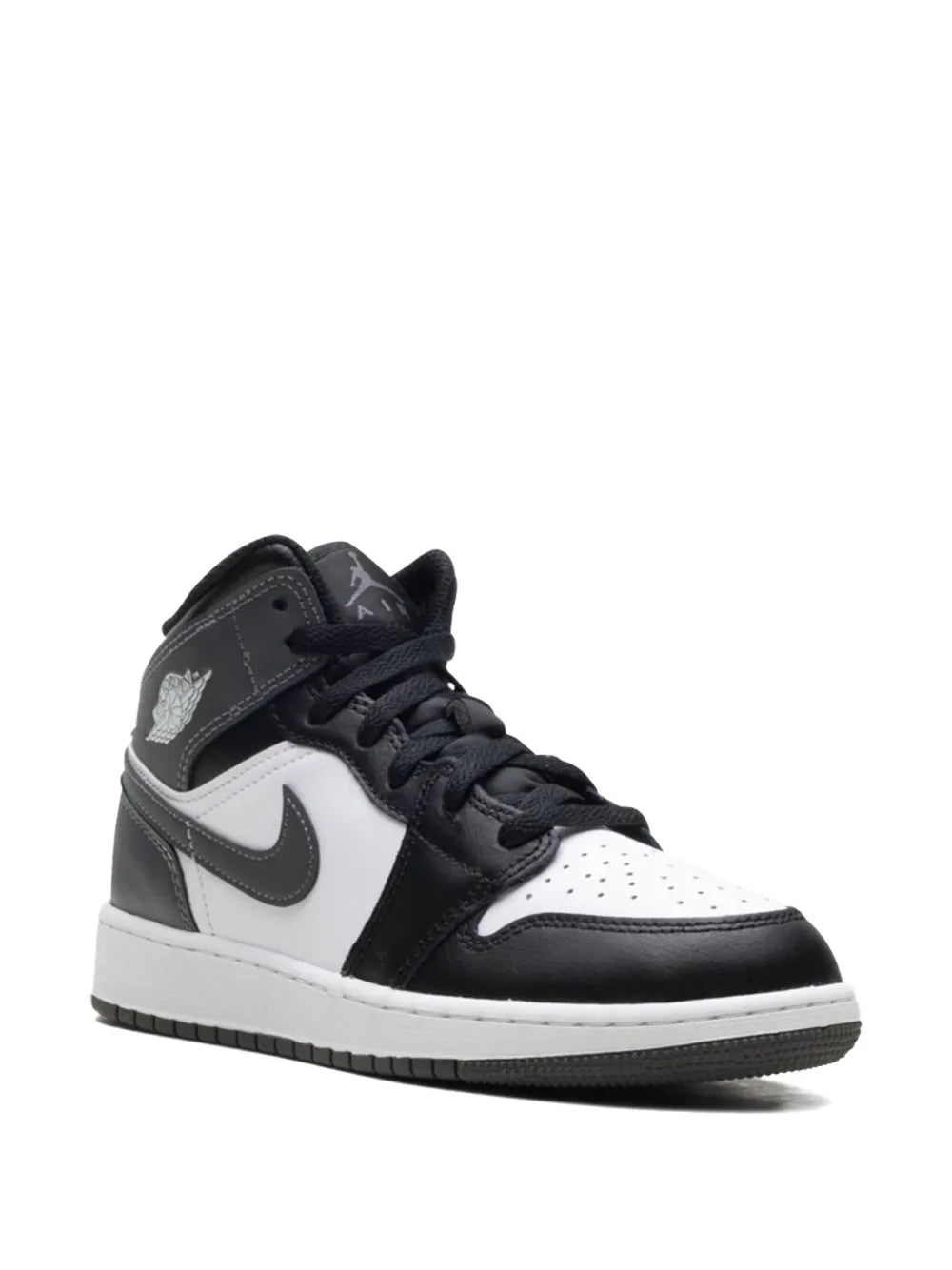 Air Jordan 1 Mid Black/ Iron Grey/ White Sneakers — Black — Size US M 9.5 - US W 11 — Side View